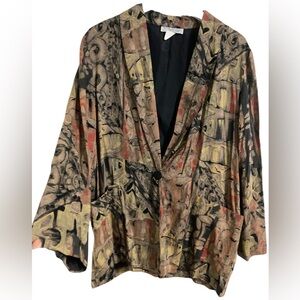 VTG Kensington Square Vintage Blazer with Multicolor Abstract Print- size L